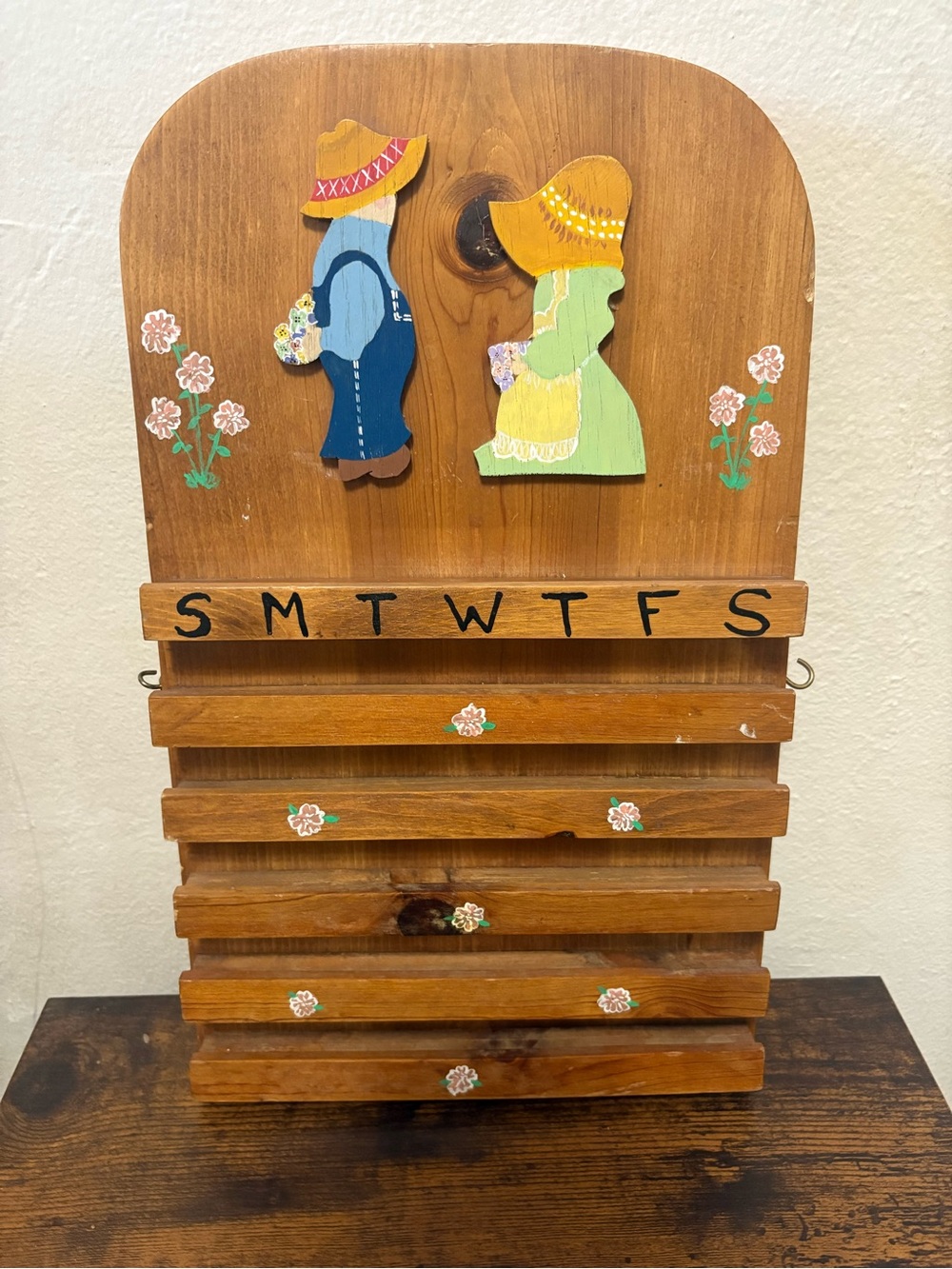 Vintage wooden hanging perpetual wall calendar 15x9inches